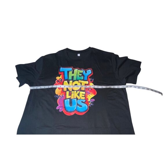 They Not Like Us Black T-Shirt XL Colorful Graphic Short Sleeve Cotton Crewneck - Picture 2 of 5